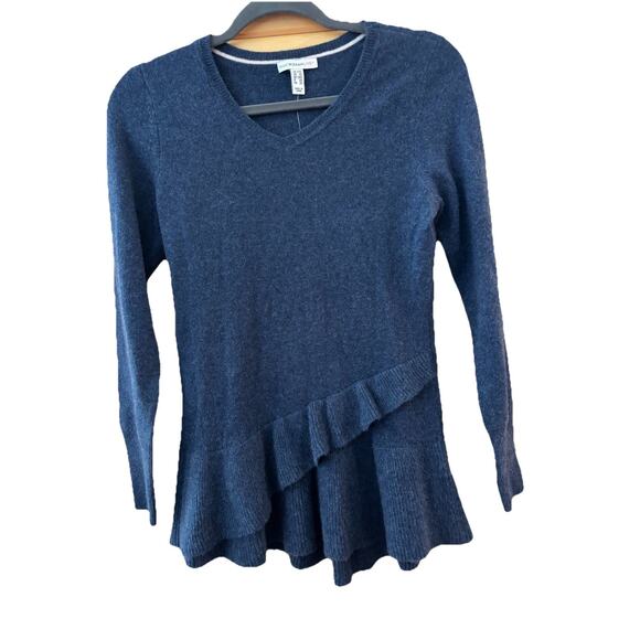 Isaac Mizrahi Live 100% Cashmere Sweater Women XXS Tunic Style Ruffle Hem - Picture 1 of 7